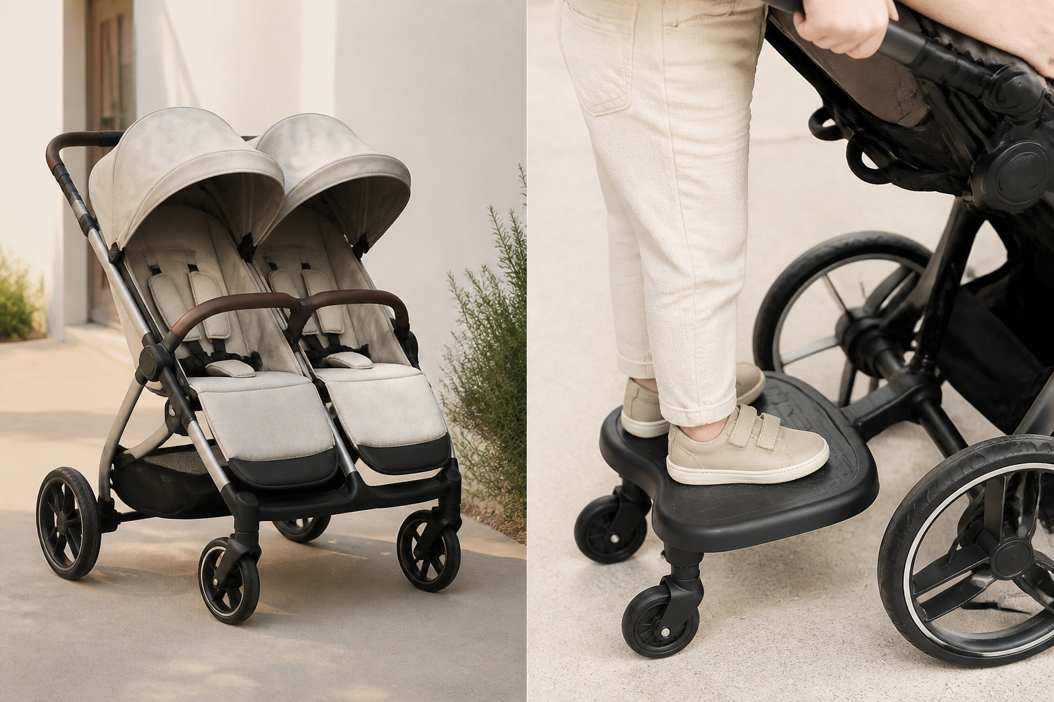 Kinderwagen voor twee kinderen vs meerijdplank: wat past beter bij jouw situatie?