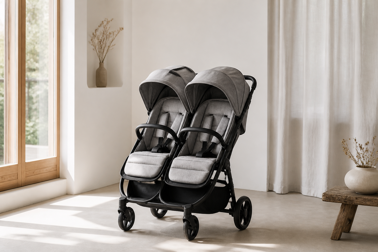 Welke smalle kinderwagen voor twins past door een deuropening?